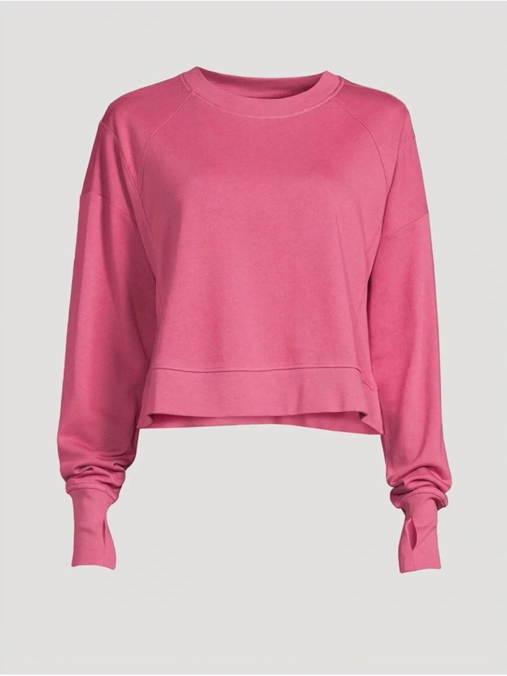 NWT Sweaty Betty After Class Crop Sweatshirt in Adventure Pink with Thumbholes - Picture 4 of 16